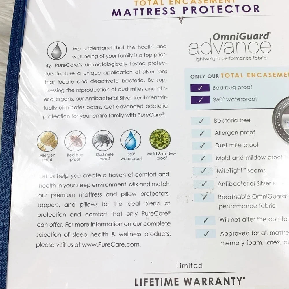 𝅺PURE Care Encasement Mattress Protector Twin XL